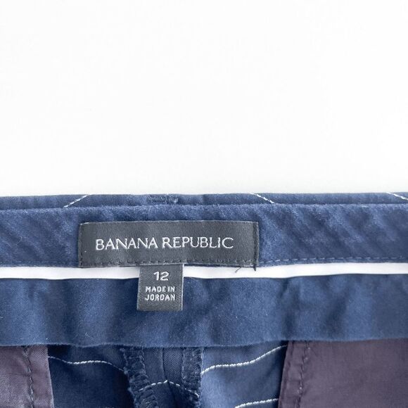 Banana Republic Womens Classic Ryan Tailored Pants Stripes Navy Blue Sz 12 - Picture 4 of 9